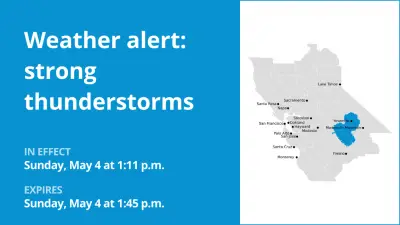 Anticipate strong thunderstorms in Yosemite Sunday afternoon – gusts as high as 40 mph
