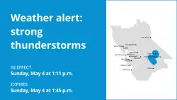 Anticipate strong thunderstorms in Yosemite Sunday afternoon – gusts as high as 40 mph